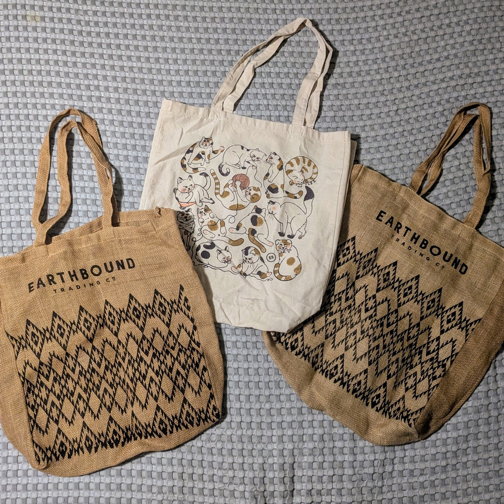 Tan and Cream Tote Bags Set